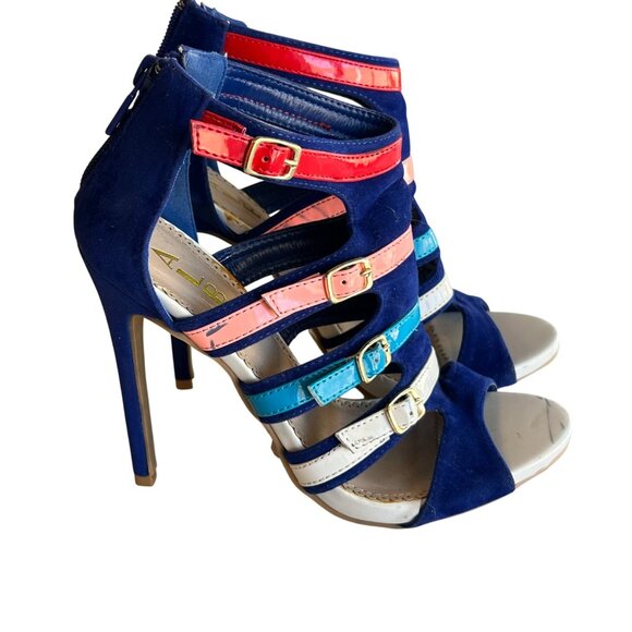 Alba Strappy High Heel Sandals Multicolor Buckle Design Size 6.5 - Picture 1 of 8